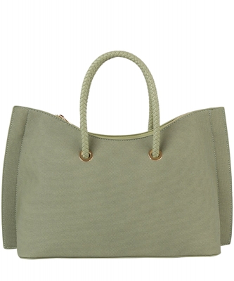 Fashion Canvas Braided Top Handle Satchel DX-0209-M SAGE